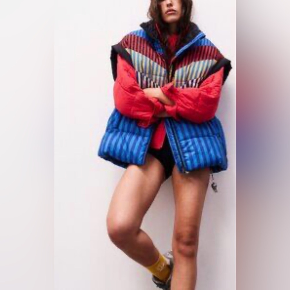 NWT Free People Movement In A Bubble Puffer Printed Vest Small Chevron
